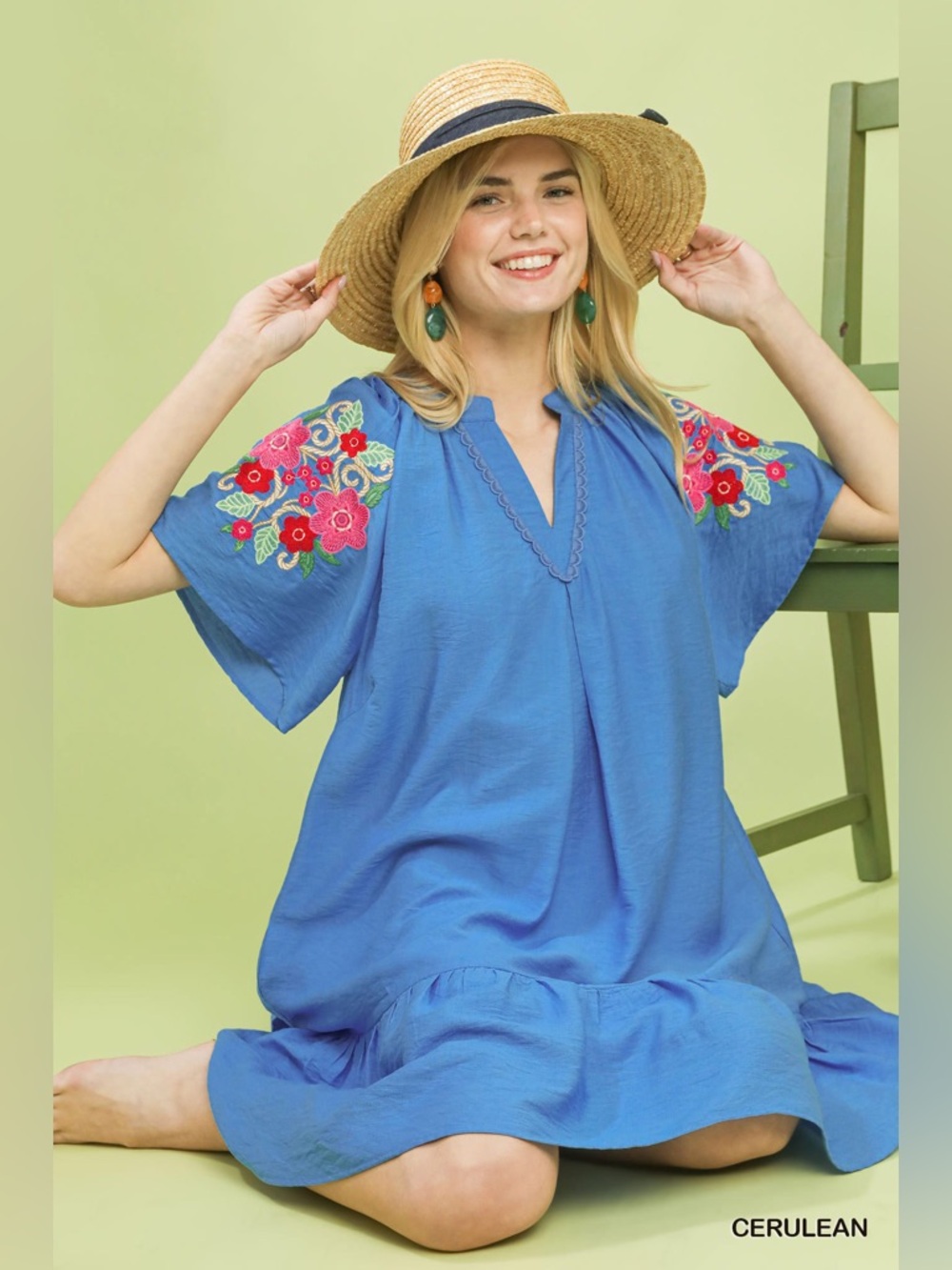 Umgee Embroidered Shoulder Dress